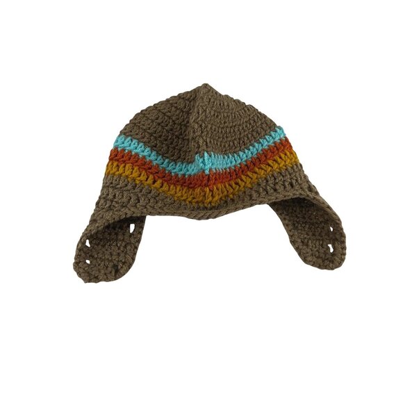 Handmade Crochet Knitted Earflap Hat Colorful Stripes For Kids Winter Warm - Picture 2 of 9
